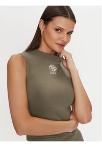 Guess Bluzka Elea V4YP04 KCDN0 Khaki Regular Fit. Kolor: brązowy. Materiał: wiskoza #3