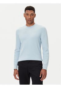 Calvin Klein Sweter LV04LB327G Błękitny Regular Fit. Kolor: niebieski. Materiał: bawełna