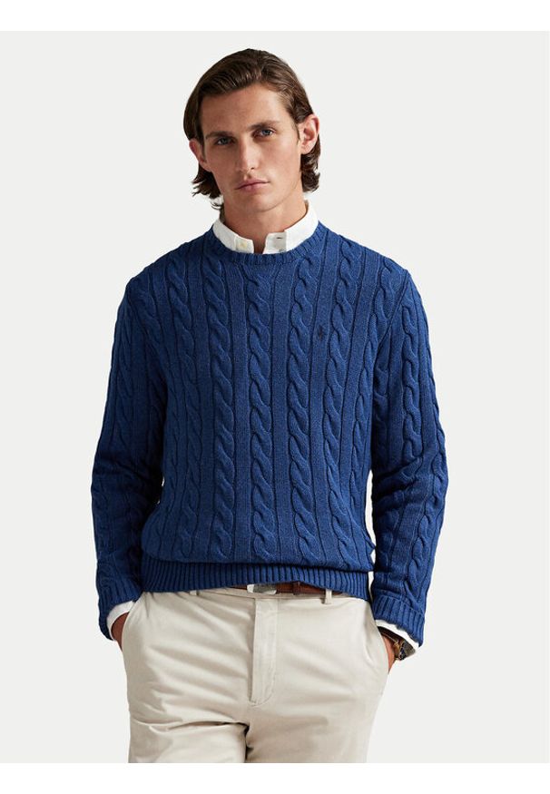 Polo Ralph Lauren Sweter 710775885532 Granatowy Regular Fit. Typ kołnierza: polo. Kolor: niebieski. Materiał: bawełna