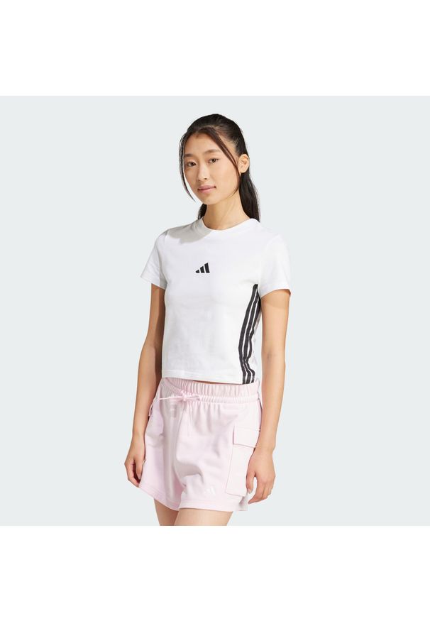 Adidas - Koszulka Essentials 3-Stripes Slim Baby. Kolor: czarny, wielokolorowy, biały. Sport: fitness