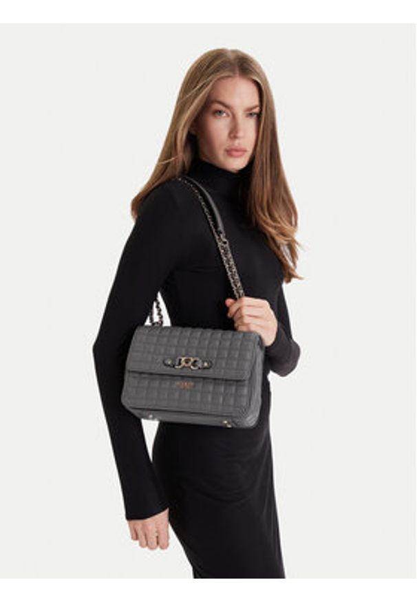 Guess Torebka Nadira HWQG84 24210 Szary. Kolor: szary. Materiał: skórzane