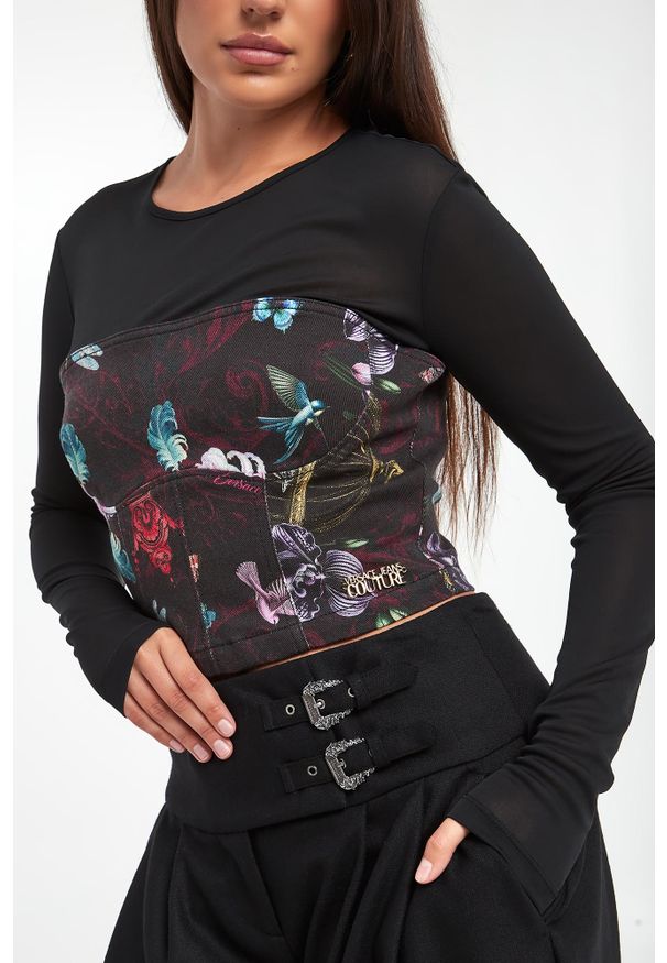 Versace Jeans Couture - Bluzka damska z siatką VERSACE JEANS COUTURE