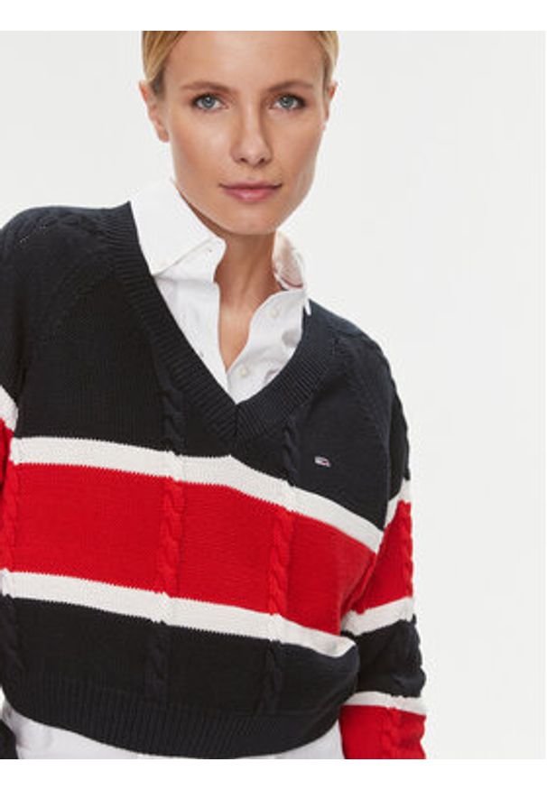 Tommy Jeans Sweter DW0DW15941 Kolorowy Regular Fit. Materiał: bawełna, syntetyk. Wzór: kolorowy