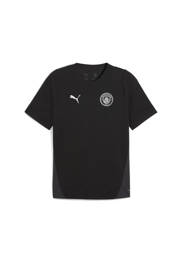 Puma - Męska koszulka treningowa Manchester City PUMA Black Silver Metallic. Kolor: czarny, szary, wielokolorowy. Sport: piłka nożna