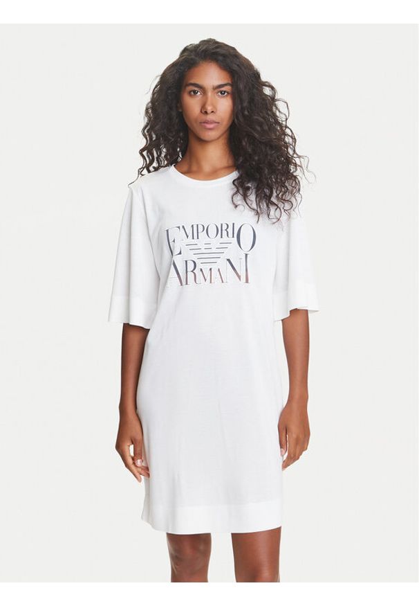 Emporio Armani Sukienka codzienna EW000618 AF12187 U1131 Biały Loose Fit. Okazja: na co dzień. Kolor: biały. Materiał: wiskoza. Typ sukienki: proste. Styl: casual