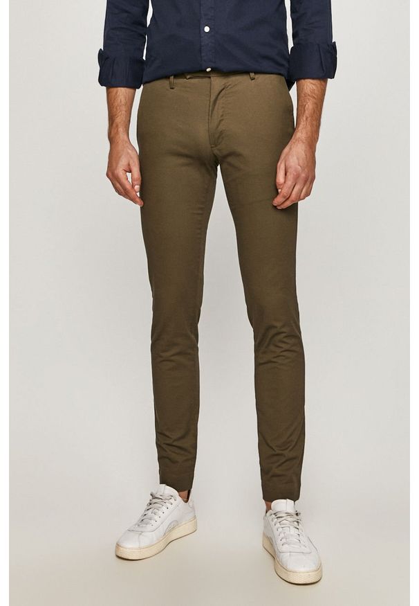 Polo Ralph Lauren - Spodnie. Kolor: zielony. Materiał: tkanina, bawełna, elastan. Wzór: gładki