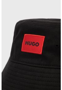 Hugo - HUGO kapelusz bawełniany kolor czarny bawełniany. Kolor: czarny. Materiał: bawełna