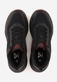 Born2be - Czarno-Czerwone Buty Sportowe Sznurowane z Siateczką Delle. Okazja: na co dzień. Kolor: czarny. Materiał: jeans #3