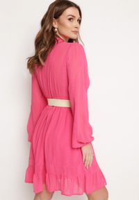 Born2be - Fuksjowa Sukienka Nesilwyn. Kolor: różowy. Materiał: tkanina. Wzór: haft. Styl: boho. Długość: mini #6