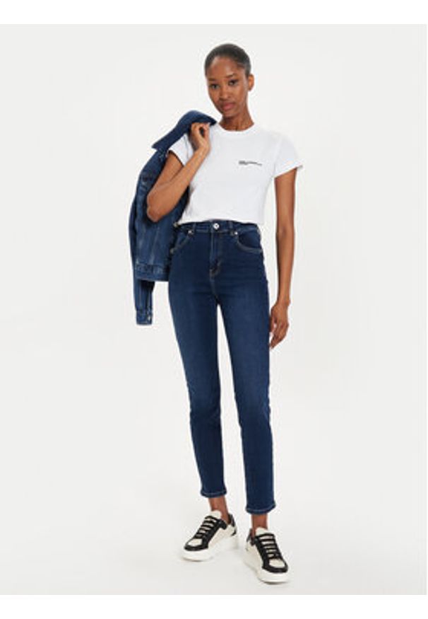 Karl Lagerfeld Jeans T-Shirt 241J1700 Biały Slim Fit. Kolor: biały. Materiał: bawełna