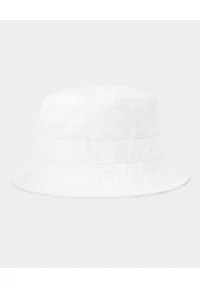 Ralph Lauren - RALPH LAUREN - Biały kapelusz Chino Bucket Hat. Kolor: biały. Materiał: bawełna. Wzór: haft #3