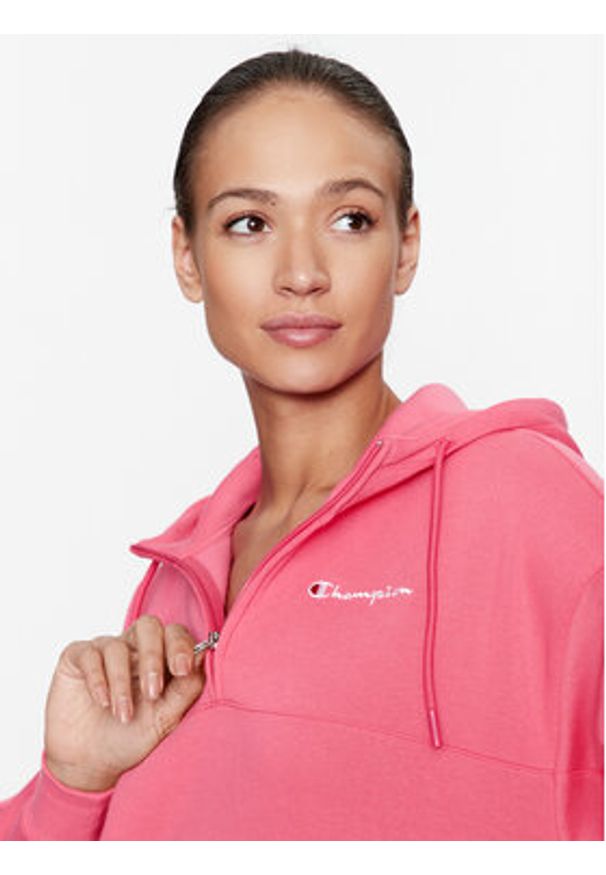 Champion Bluza Hooded Half Zip Sweatshirt 116581 Różowy Oversize. Kolor: różowy. Materiał: bawełna, syntetyk
