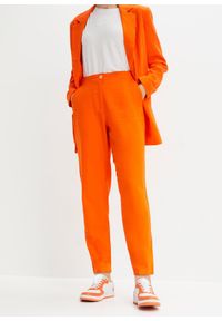 bonprix - Krótsze spodnie high waist z mieszanki wiskozy z lnem. Stan: podwyższony. Kolor: pomarańczowy. Materiał: len, wiskoza. Długość: krótkie