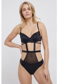 Guess Body kolor czarny satynowe gładki. Kolor: czarny. Materiał: satyna. Wzór: gładki #4