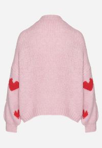 Born2be - Różowy Sweter z Wełną Wiskozą i Motywem Serc Lisaviena. Okazja: na co dzień. Kolor: różowy. Materiał: wełna, wiskoza. Sezon: jesień. Styl: casual #7