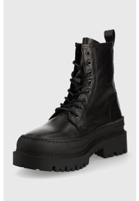 Tommy Jeans workery skórzane Lace Up Boot EN0EN01899.BDS damskie kolor czarny na platformie. Nosek buta: okrągły. Zapięcie: sznurówki. Kolor: czarny. Materiał: skóra. Obcas: na platformie #2