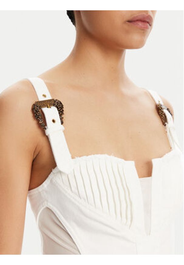 Versace Jeans Couture Sukienka jeansowa 78HAO951 Biały Slim Fit. Kolor: biały. Materiał: bawełna. Styl: wizytowy