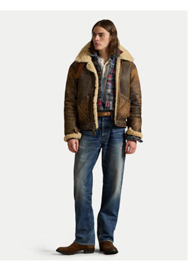 Polo Ralph Lauren Kurtka skórzana 710939176001 Brązowy Regular Fit. Typ kołnierza: polo. Kolor: brązowy. Materiał: skóra