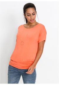 bonprix - T-shirt z lejącej wiskozy. Kolor: pomarańczowy. Materiał: wiskoza