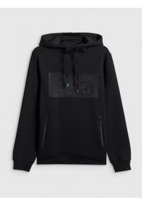 4f - 4F Bluza dresowa regular z kapturem męska - czarna XXL. Okazja: na co dzień. Typ kołnierza: kaptur. Kolor: czarny. Materiał: dresówka. Wzór: gładki. Styl: casual #1