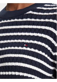 TOMMY HILFIGER - Tommy Hilfiger Sweter Fine WW0WW44993 Granatowy Regular Fit. Kolor: niebieski. Materiał: bawełna #3