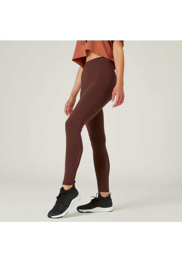 NYAMBA - Legginsy fitness damskie Nyamba. Kolor: brązowy. Materiał: włókno, elastan, mesh, bawełna, materiał. Sport: fitness