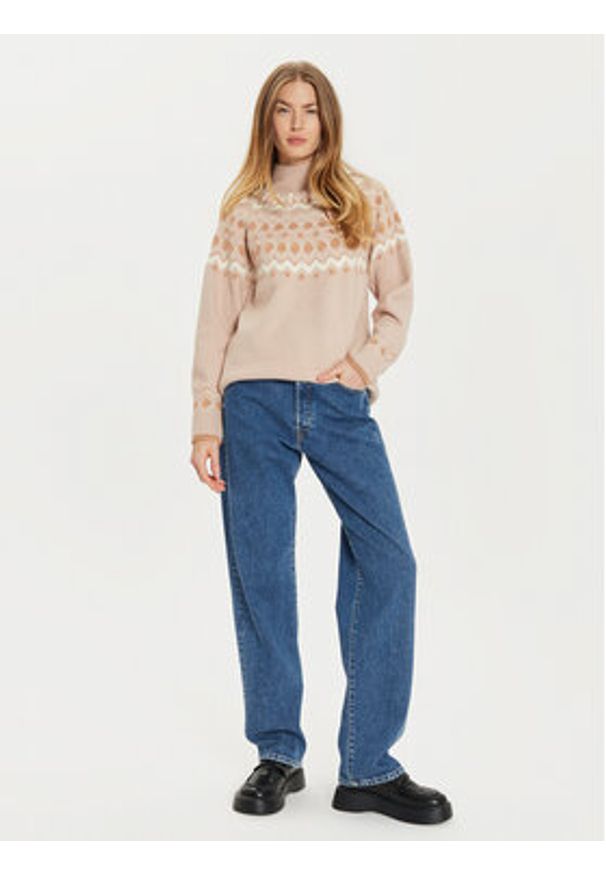 Brave Soul Sweter LK-248FABIO Beżowy Regular Fit. Kolor: beżowy. Materiał: syntetyk