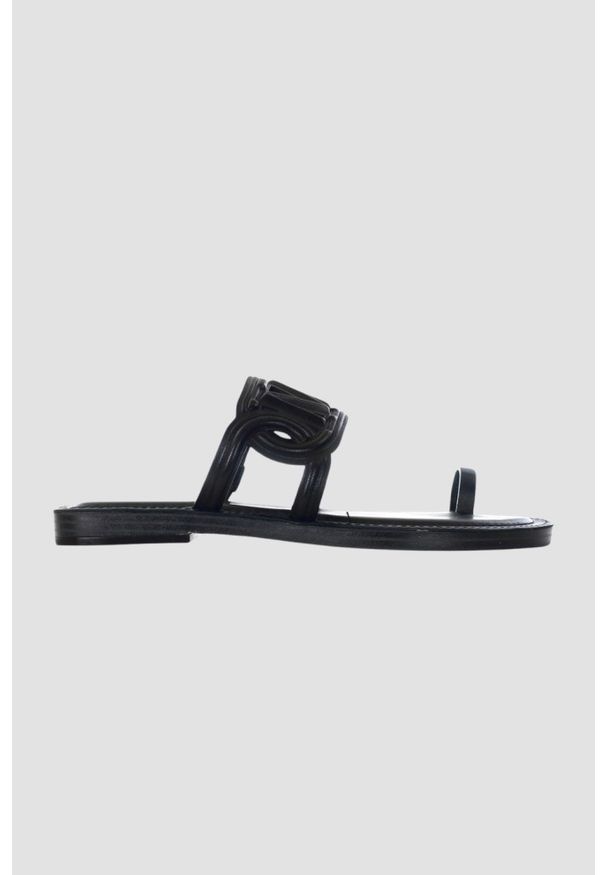 Michael Kors - MICHAEL KORS Czarne klapki Alma Flat Sandal, Rozmiar 38,5. Kolor: czarny