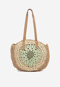 Renee - Zielono-Beżowa Pleciona Torebka w Stylu Boho Ulofina. Kolor: zielony. Sezon: lato. Styl: boho