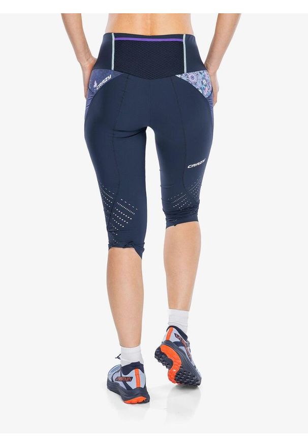CRAZY - Legginsy do biegania damskie Crazy Mid-Short Pressure. Kolor: niebieski. Sport: fitness