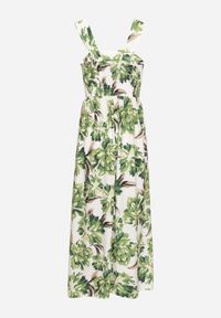 Born2be - Zielona Rozkloszowana Sukienka z Wiskozą w Kwiatowym Wzór Nilarune. Kolor: zielony. Materiał: wiskoza. Długość rękawa: na ramiączkach. Wzór: kwiaty. Sezon: lato. Styl: klasyczny #6