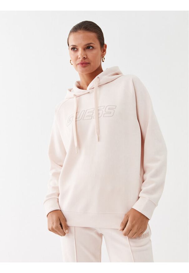 Guess Bluza Euphemia V2BQ01 KBC00 Beżowy Regular Fit. Kolor: beżowy. Materiał: syntetyk