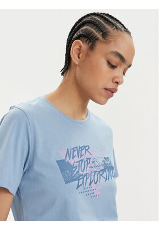 The North Face Koszulka techniczna Foundation Traces NF0A882U Niebieski Regular Fit. Kolor: niebieski. Materiał: bawełna, syntetyk