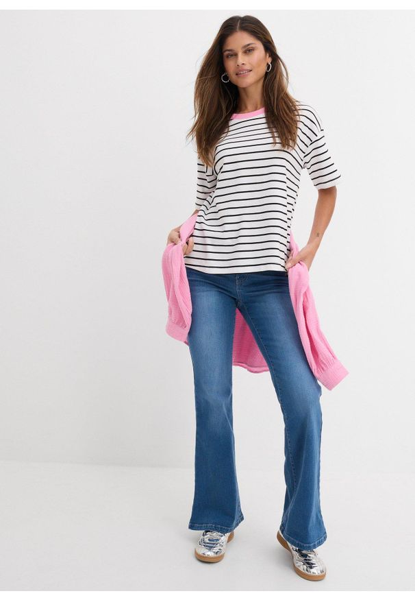 bonprix - Dżinsy Bootcut, mid waist, bawełna organiczna. Kolor: niebieski