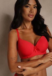 Renee - Czerwony Biustonosz o Gładkim Wykończeniu z Kokardką Phiphise. Kolor: czerwony. Wzór: gładki #7