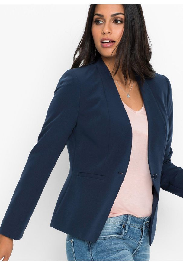 bonprix - Żakiet. Kolor: niebieski. Styl: elegancki