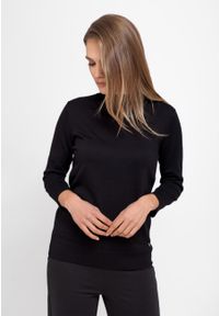 Volcano - Gładki półgolf S-TESS. Kolor: czarny. Materiał: prążkowany, jeans, materiał. Długość rękawa: bez rękawów. Wzór: gładki. Sezon: zima, jesień. Styl: klasyczny #1