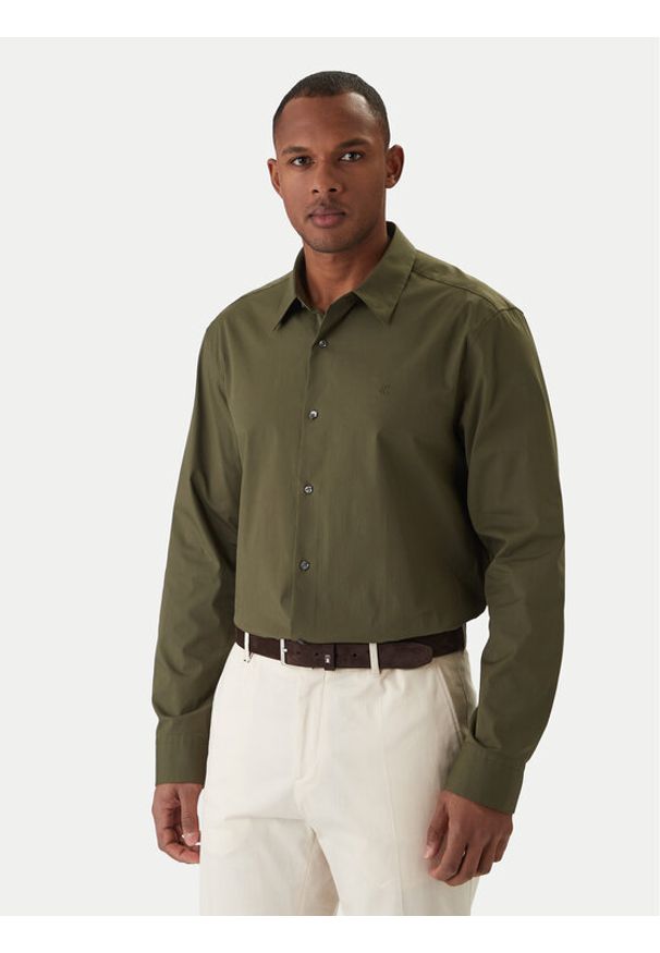 Calvin Klein Koszula LV04LB148G Khaki Slim Fit. Kolor: brązowy. Materiał: bawełna