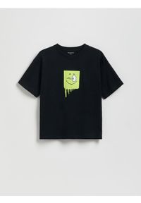 Reserved - Bawełniany t-shirt basic - czarny. Kolor: czarny. Materiał: bawełna