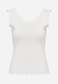 Born2be - Biały Top z Wiskozy z Pofalowanymi Krawędziami Zoenite. Kolor: biały. Materiał: wiskoza. Długość rękawa: na ramiączkach #7