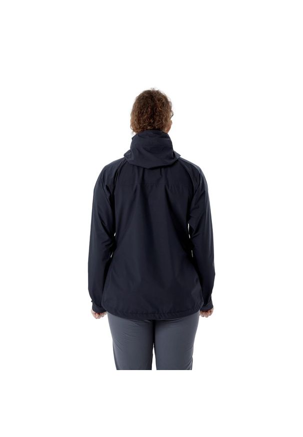Kurtka przeciwdeszczowa damska Rab Downpour Eco Jacket z kapturem. Typ kołnierza: kaptur. Kolor: czarny. Sport: turystyka piesza