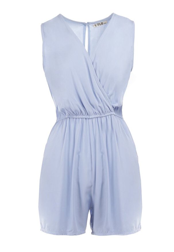 Born2be - Niebieski Kombinezon z Wiskozy Silmia. Okazja: na co dzień. Kolor: niebieski. Materiał: wiskoza. Długość rękawa: bez rękawów. Długość: krótkie. Wzór: gładki, jednolity. Sezon: lato. Styl: casual