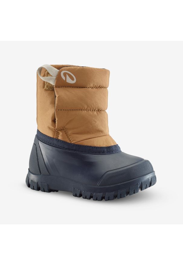 WEDZE - Buty zimowe śniegowce dla dzieci Wedze 500. Zapięcie: rzepy. Kolor: brązowy, niebieski, wielokolorowy, pomarańczowy. Szerokość cholewki: normalna. Wzór: paski. Sezon: zima. Sport: turystyka piesza