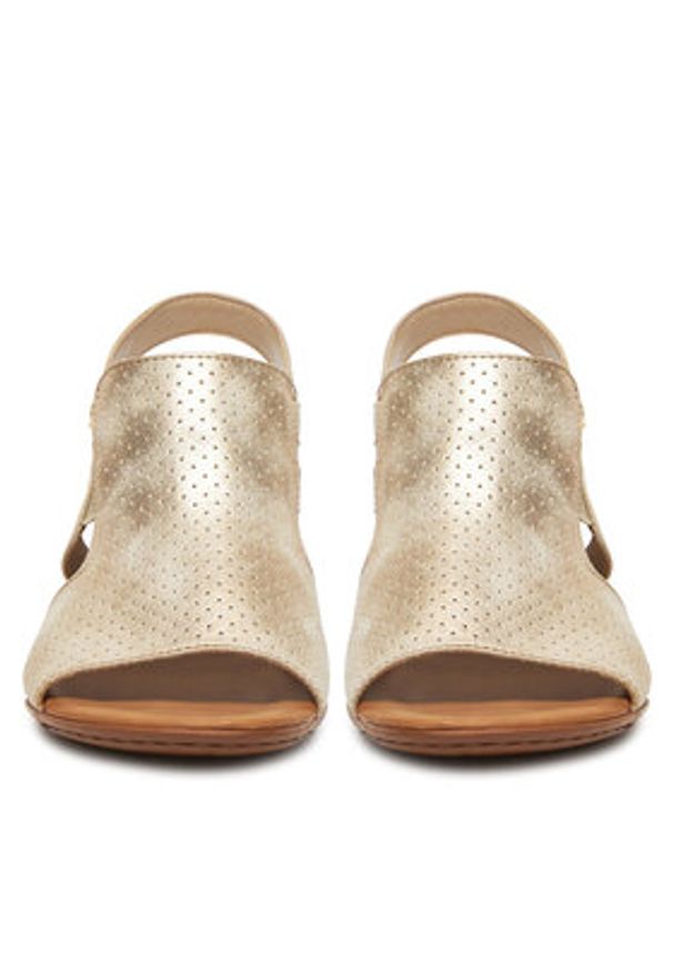 Rieker Sandały 64665-60 Złoty. Kolor: złoty. Materiał: materiał