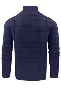 Elegancki Sweter Męski (Zamek) - Pako Jeans - Wysoki Dekolt, Granatowy. Kolor: niebieski. Materiał: bawełna. Styl: elegancki