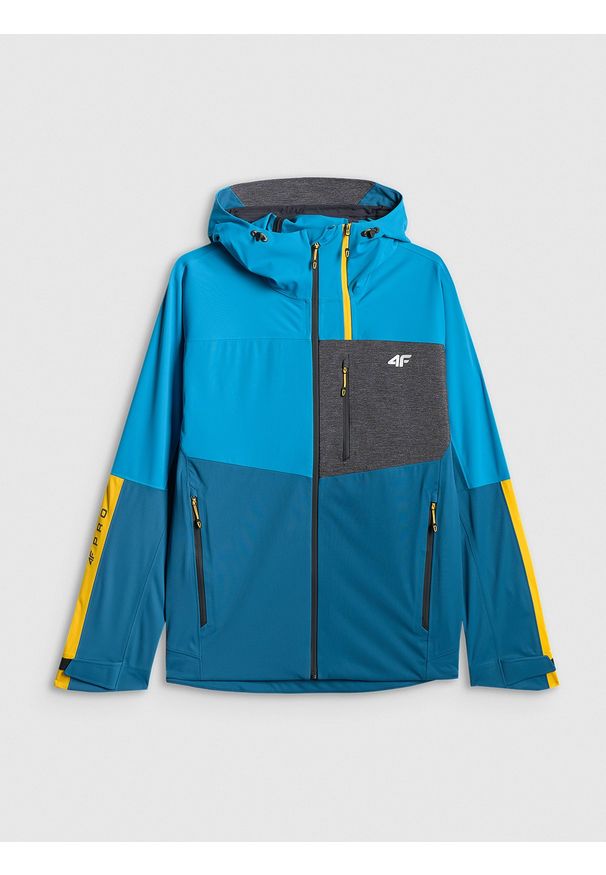 4f - 4F Kurtka softshell wiatroodporna membrana 10000 męska - niebieska 3XL. Kolor: niebieski. Materiał: softshell. Długość: długie. Sport: turystyka piesza