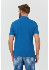 Guess - GUESS Niebieskie męskie polo Washed, Rozmiar XXL. Typ kołnierza: polo. Kolor: niebieski