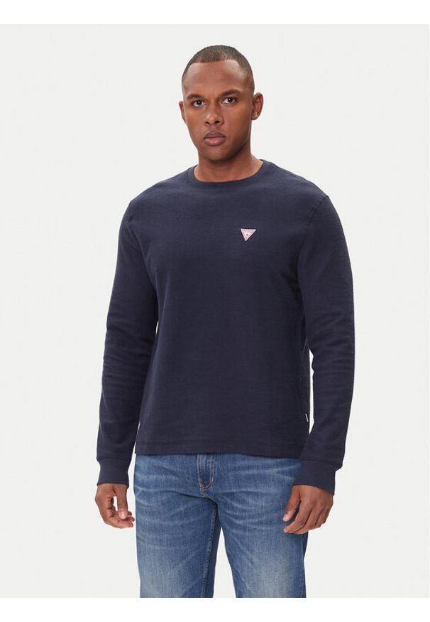 Guess Jeans Longsleeve M4BI77 KCII1 Granatowy Regular Fit. Kolor: niebieski. Materiał: bawełna. Długość rękawa: długi rękaw