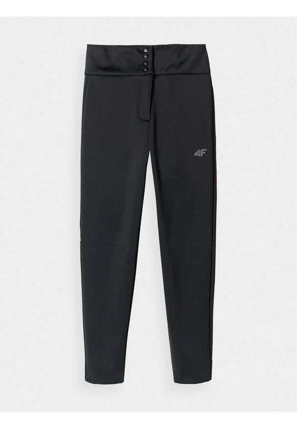 4f - 4F Spodnie narciarskie softshellowe membrana 5000 damskie - czarne S. Kolor: czarny. Materiał: guma, tkanina, materiał, softshell, dzianina, syntetyk. Technologia: Windstopper. Sezon: zima. Sport: narciarstwo