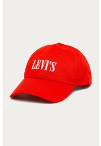 Levi's® - Levi's - Czapka. Kolor: czerwony. Materiał: bawełna, materiał. Wzór: aplikacja. Styl: biznesowy #1